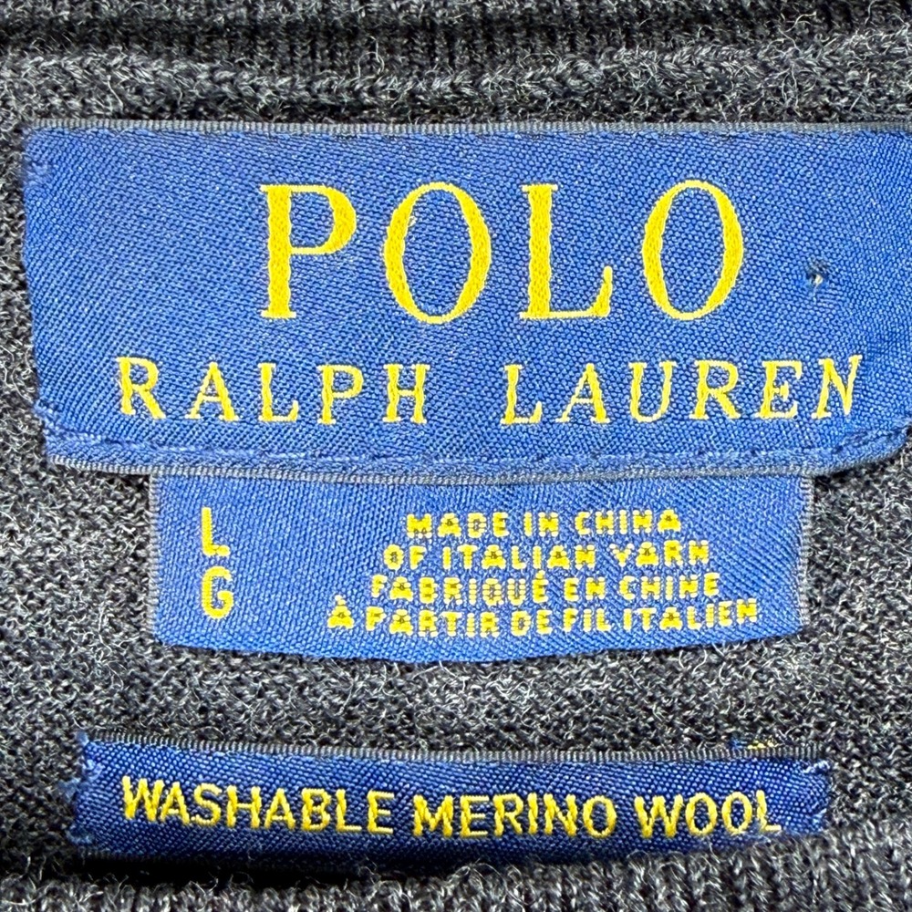 Polo Ralph Lauren Merino Wool Sweater Mens Large Gray Crewneck Pony Logo - Picture 3 of 9